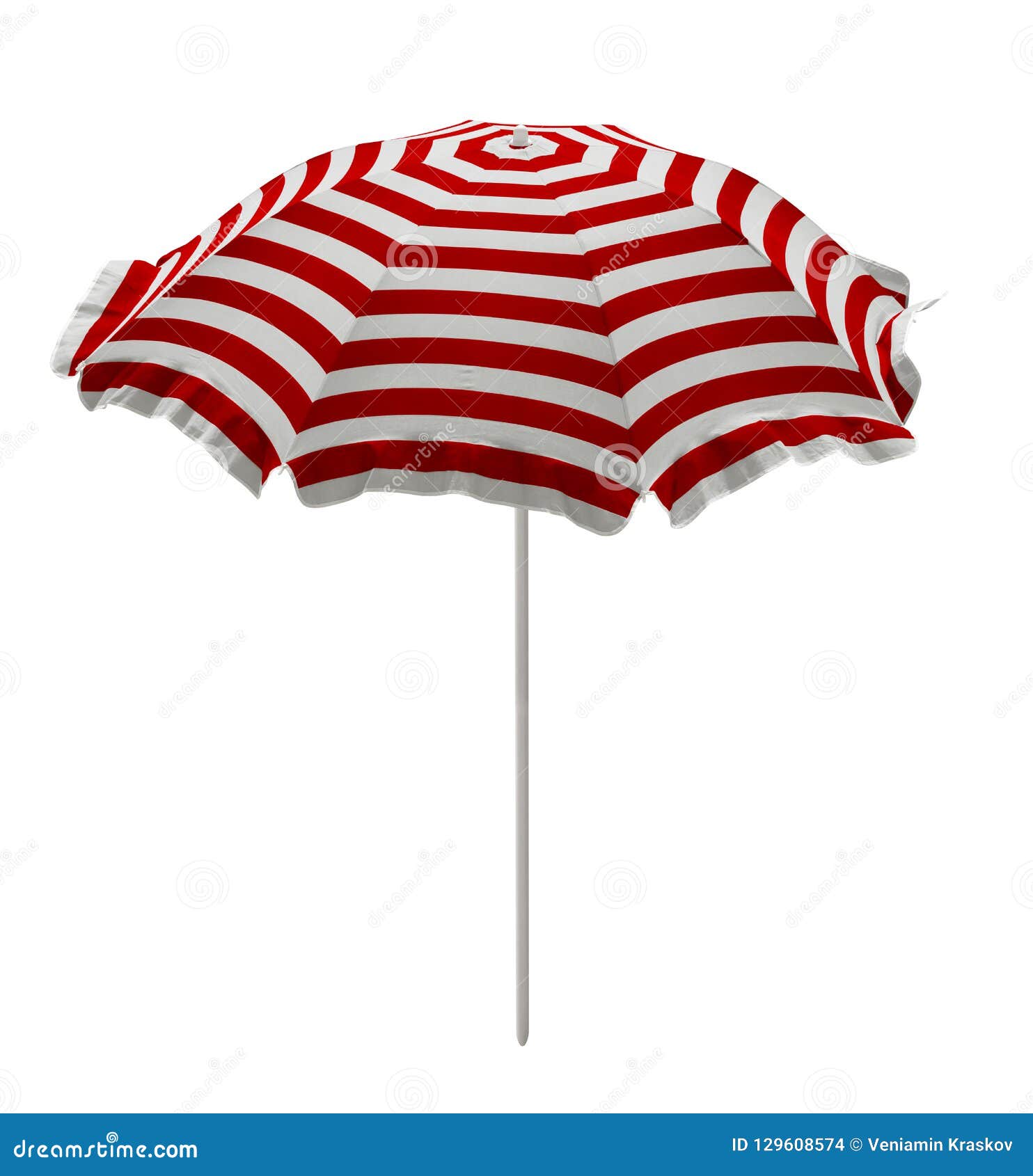 Beach Umbrella Redwhite Striped Stock Photo Image of striped, isolated 129608574