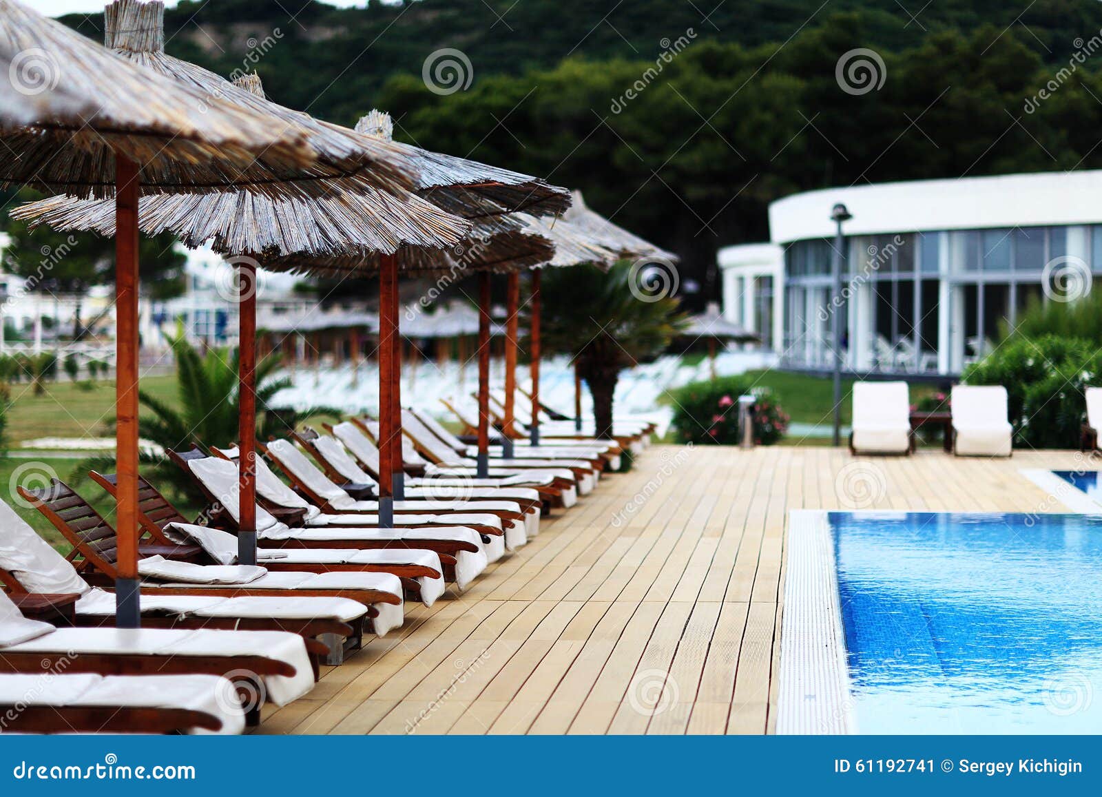 Beach Umbrellas and Lounge Chairs Stock Image Image of people, blue