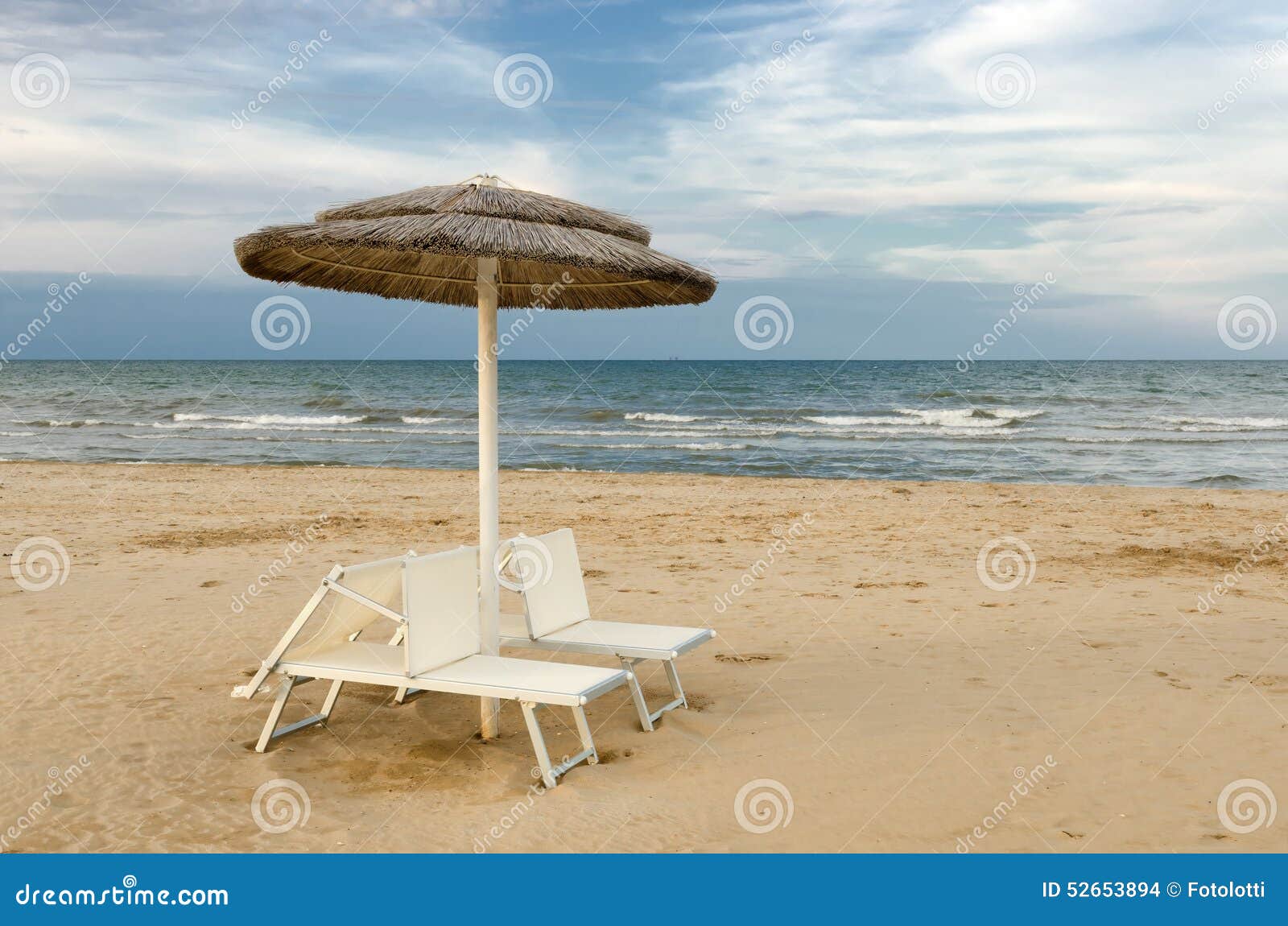 Beach with Umbrellas and Sunbeds Stock Photo - Image of retro, shade ...