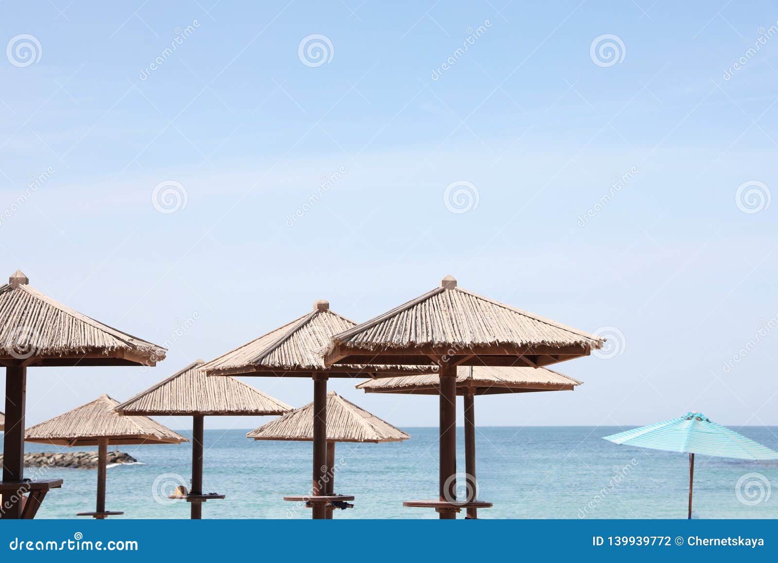 Beach Umbrellas at Tropical Resort Stock Photo Image of seaside