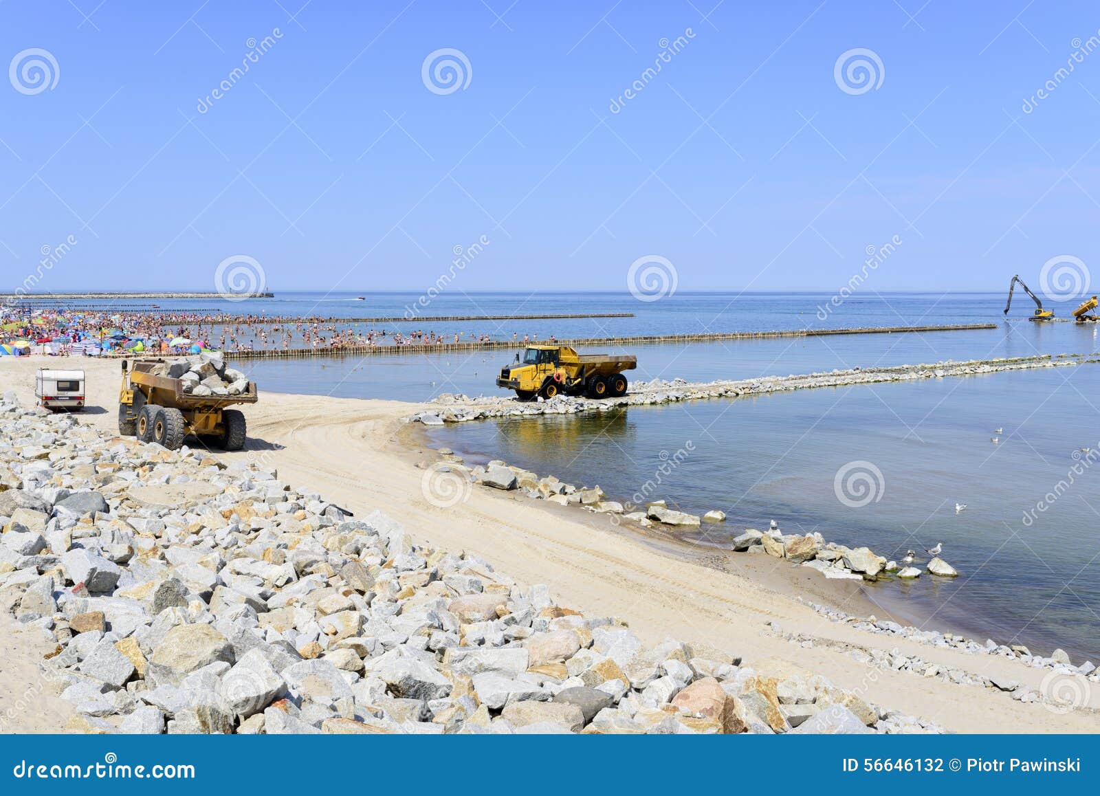 The Beach Under Construction. Editorial Photography - Image of ocean ...