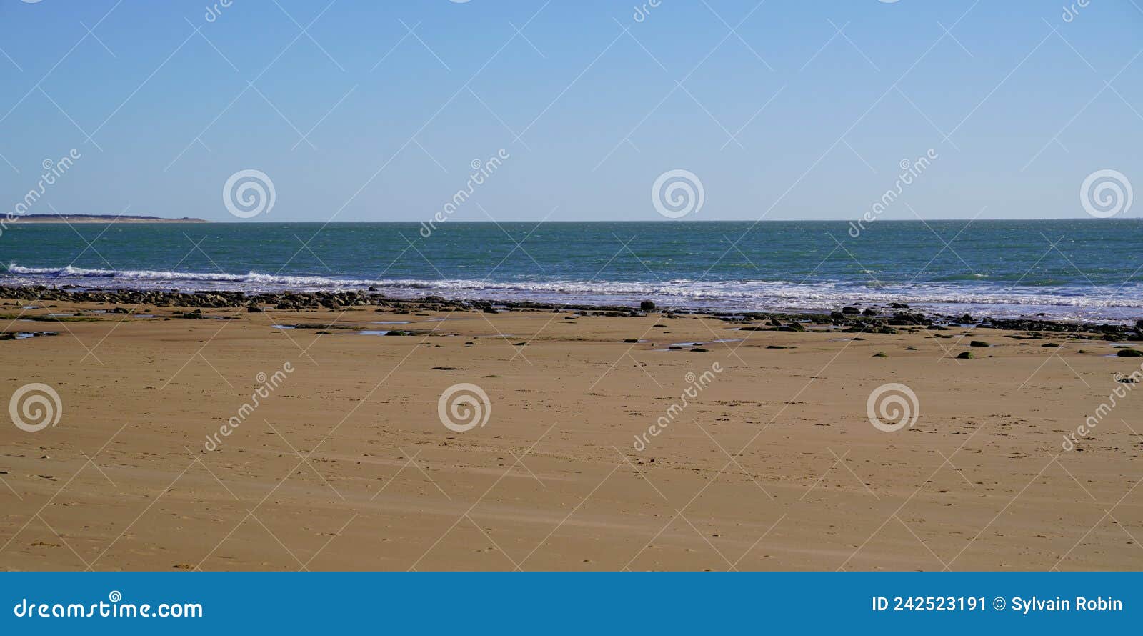 Beach in Vendee Atlantic French Coast in West France in Web Header Panorama Stock Image - Image 