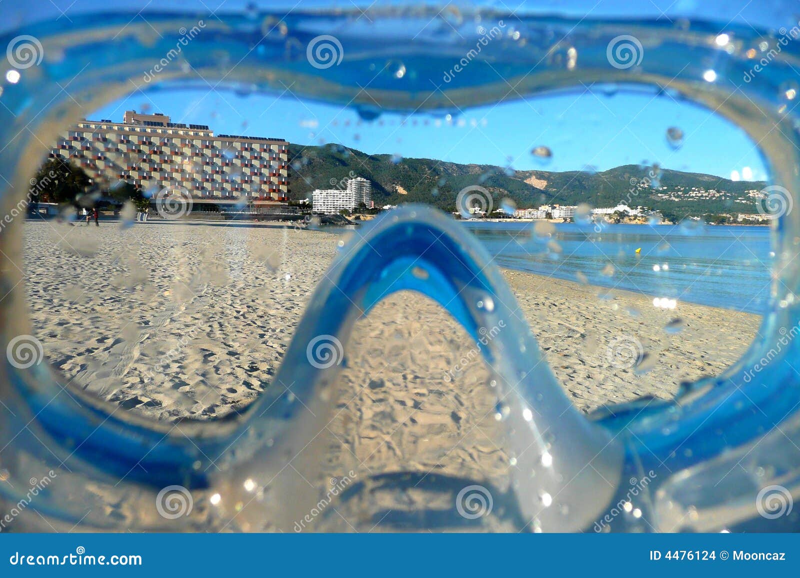 Beach View through a Snorkel Mask Stock Photo Image of hotel, horizon
