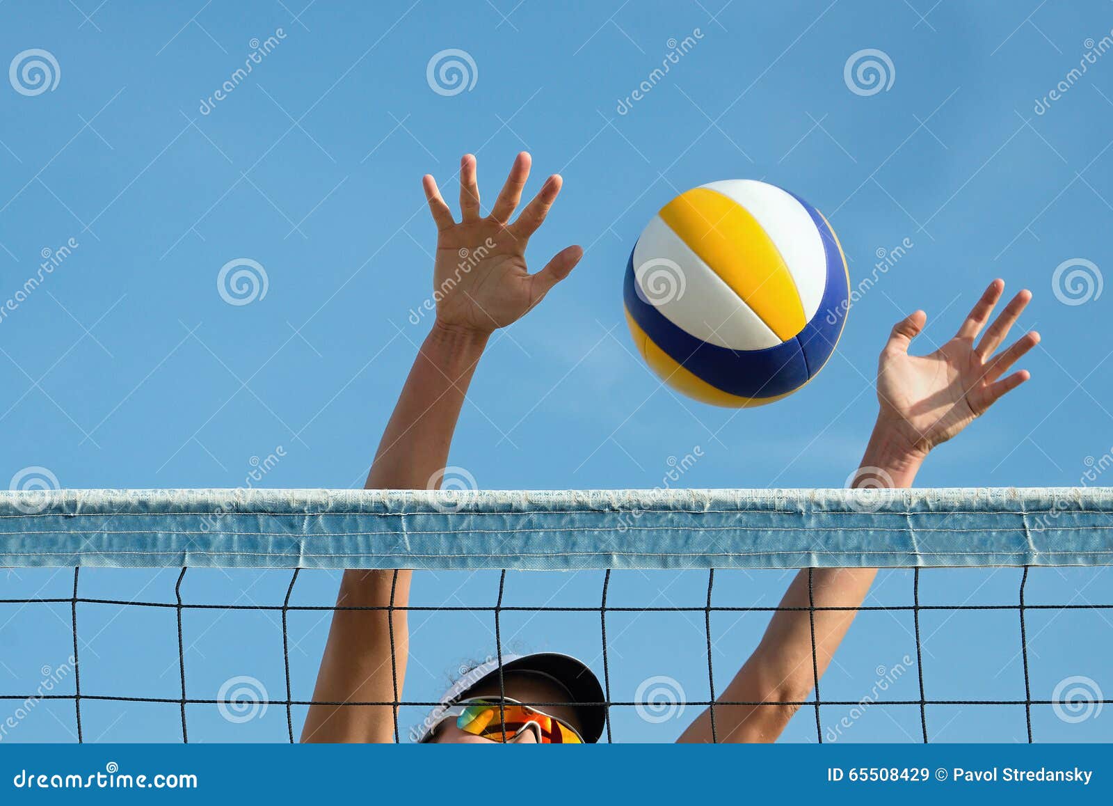 Beach Volleyball Player Jumps Stock Image - Image of activity, beach ...
