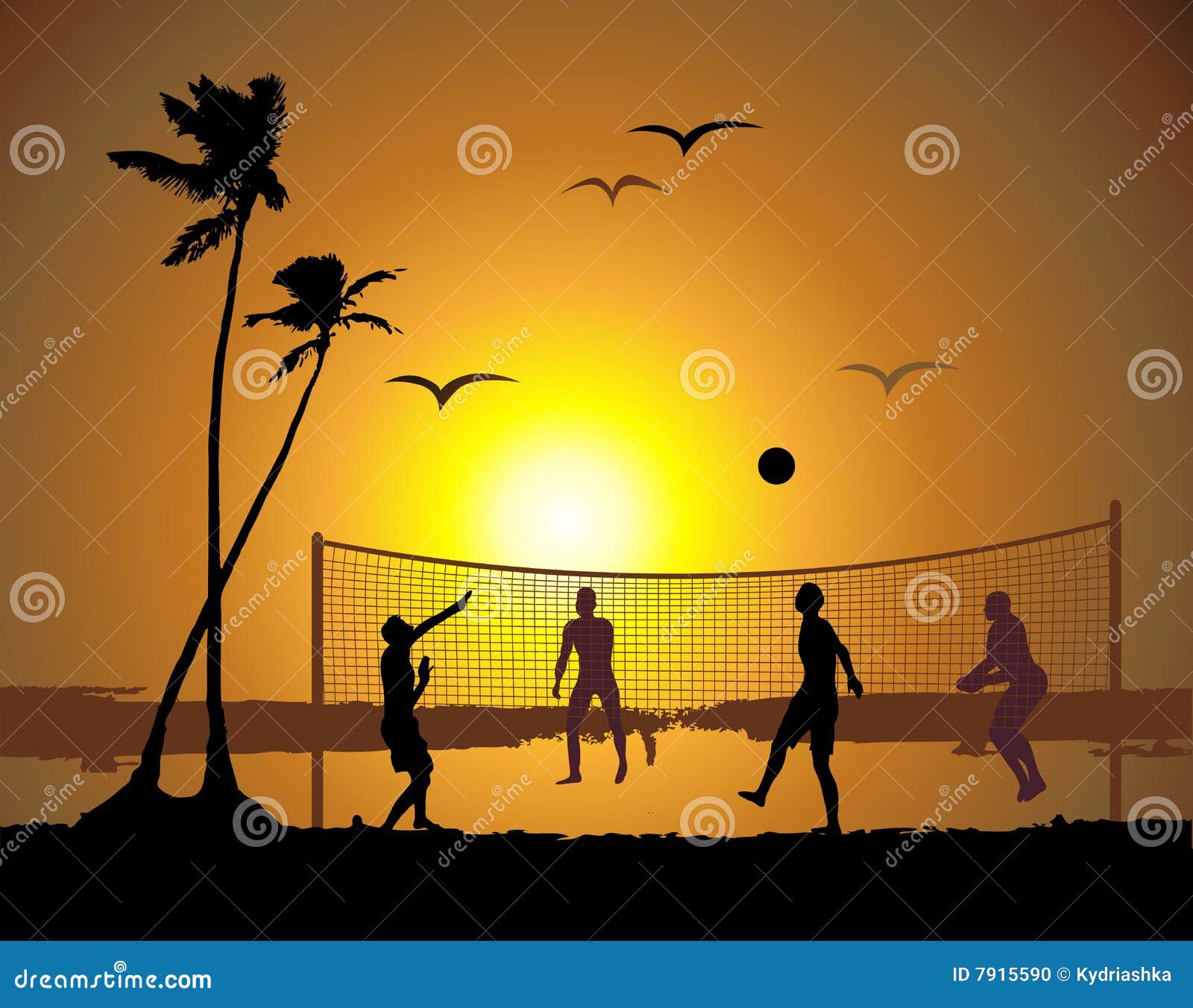 Beach Volleyball, Sunset Stock Photo - Image: 7915590