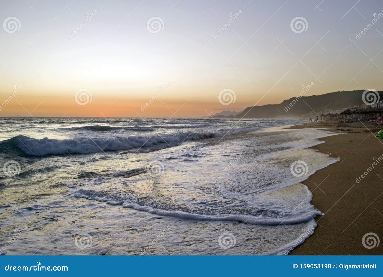 beach of vrachos in preveza during sunset