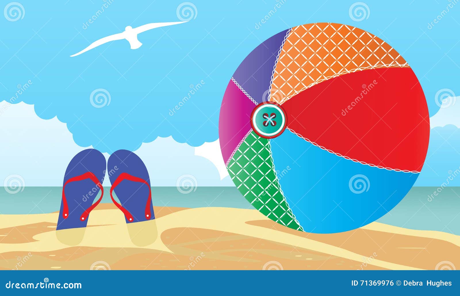 Beachball and Flipflops at the Beach Stock Vector - Illustration of