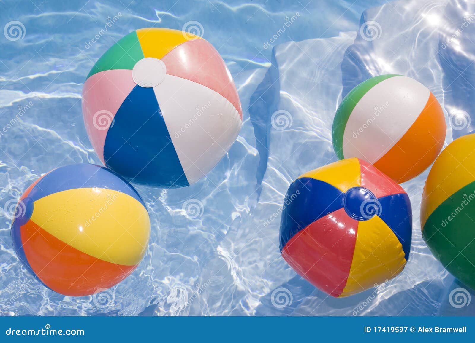 Beachballs in Pool stock image. Image of summer, vertical 17419597