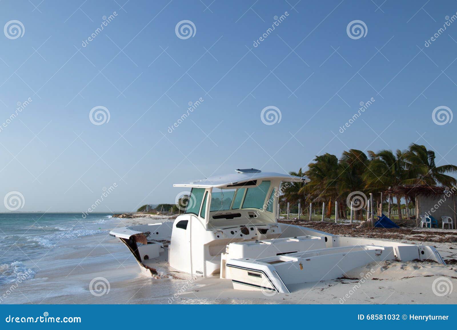 Beached Abandoned Boat on Sunny Morning on Isla Blanca Peninsula on ...