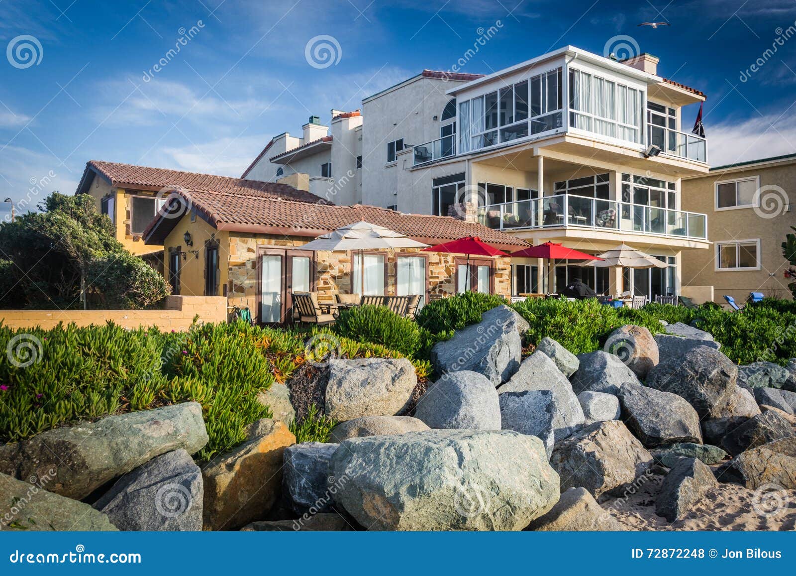 Beachfront Homes in Imperial Beach, California. Stock Photo Image of