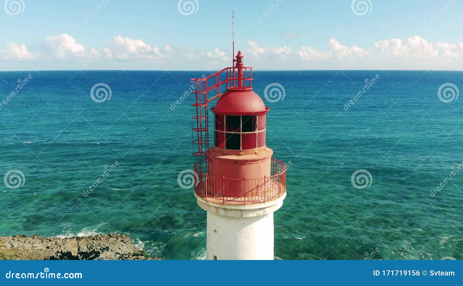 Beacon on a Blue Sea Background. Stock Footage Video of aerial, ocean