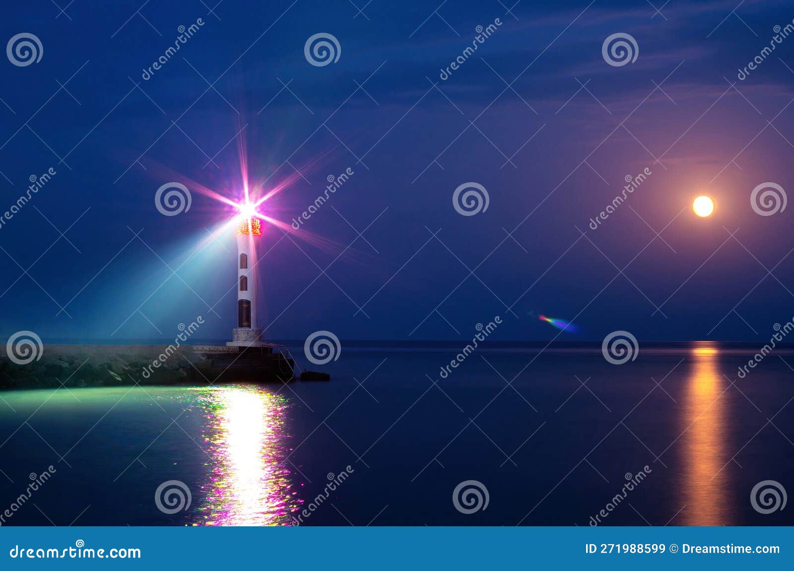 Beacon light at night stock image. Image of rock, bright 271988599