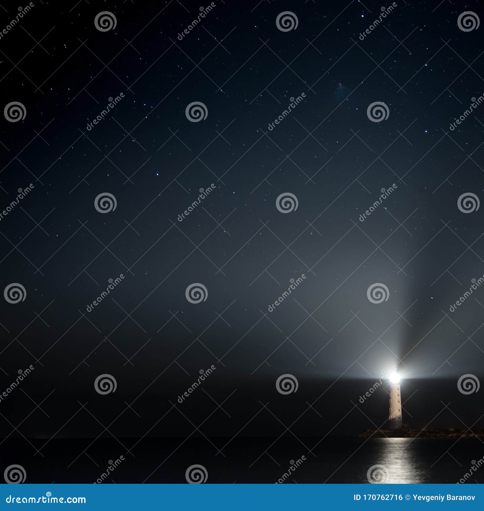 Beacon Light and Starry Sky Stock Photo Image of beacon, building