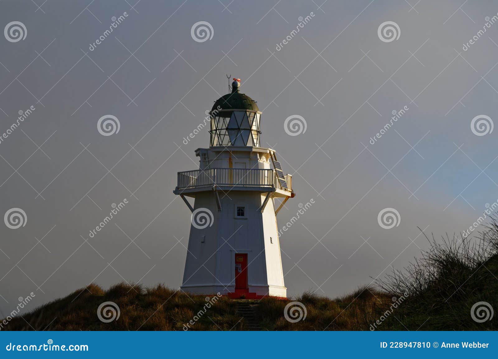 Beacon of Light, the Waipapa Point Lighthouse, New Zealand Stock Photo