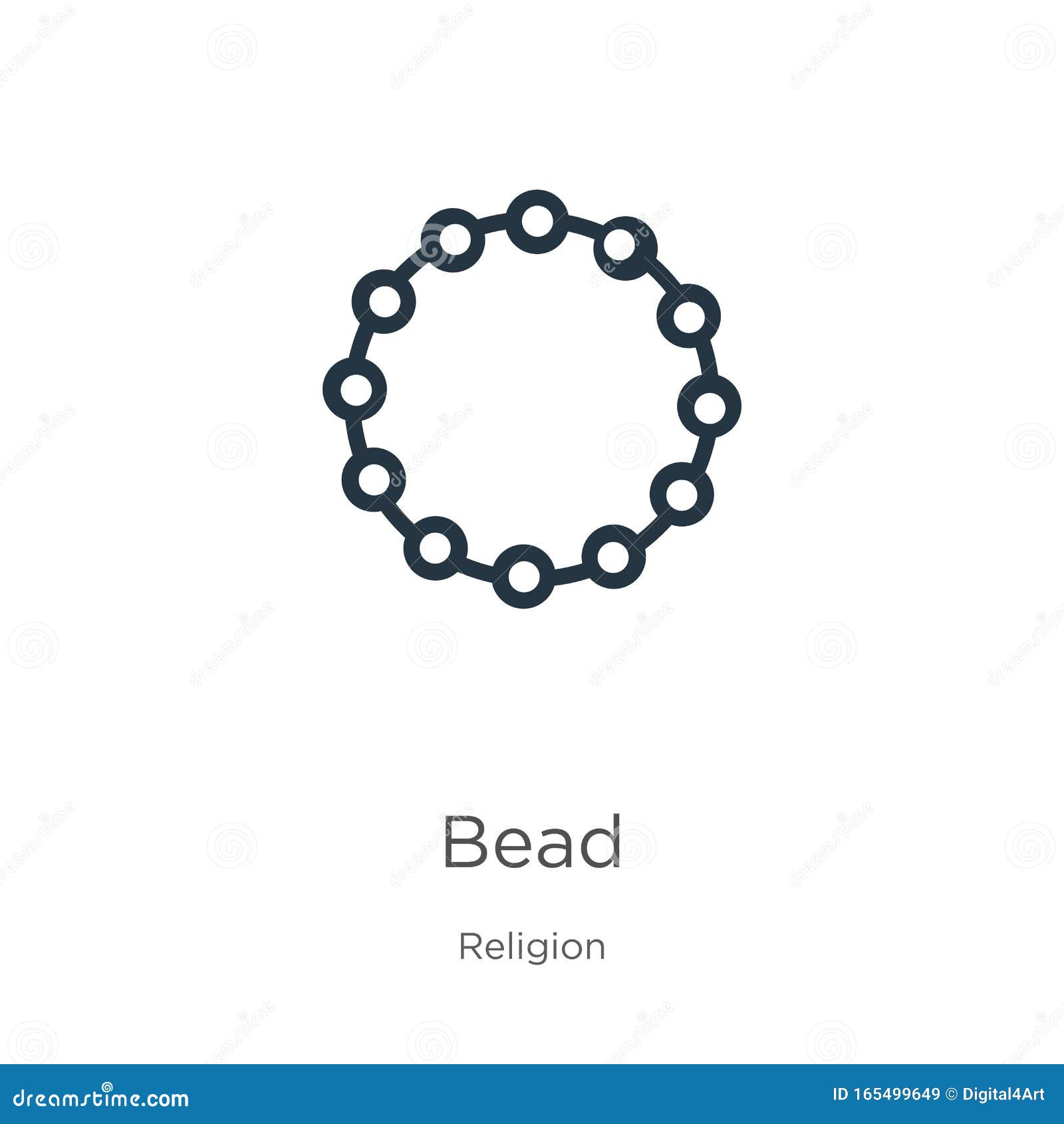 Bead Icon. Thin Linear Bead Outline Icon Isolated on White Background from Religion Collection