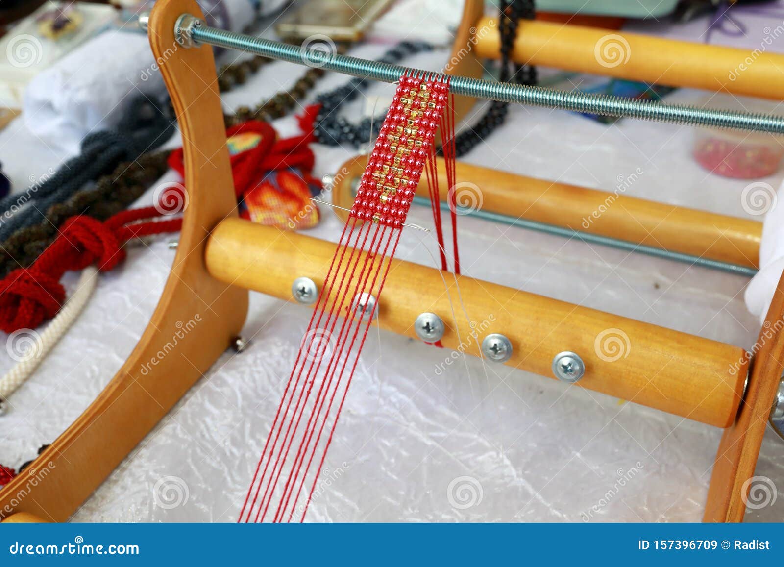 Bead Weaving Machine stock image. Image of loom, fabric 157396709