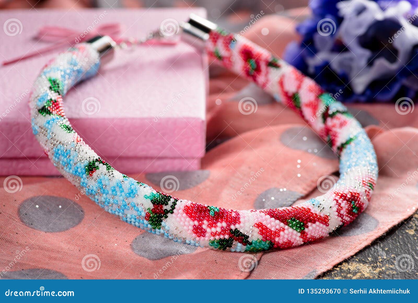 Beaded Necklace with Gift Wrapping Stock Photo Image of gentle