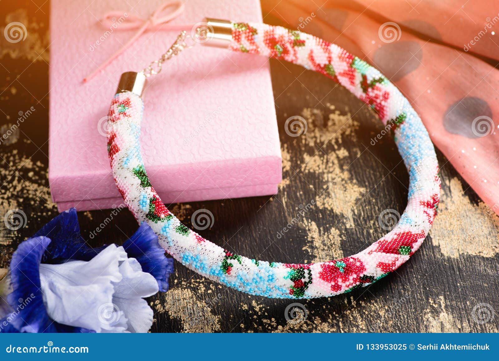 Beaded Necklace with Gift Wrapping Stock Image Image of elegant