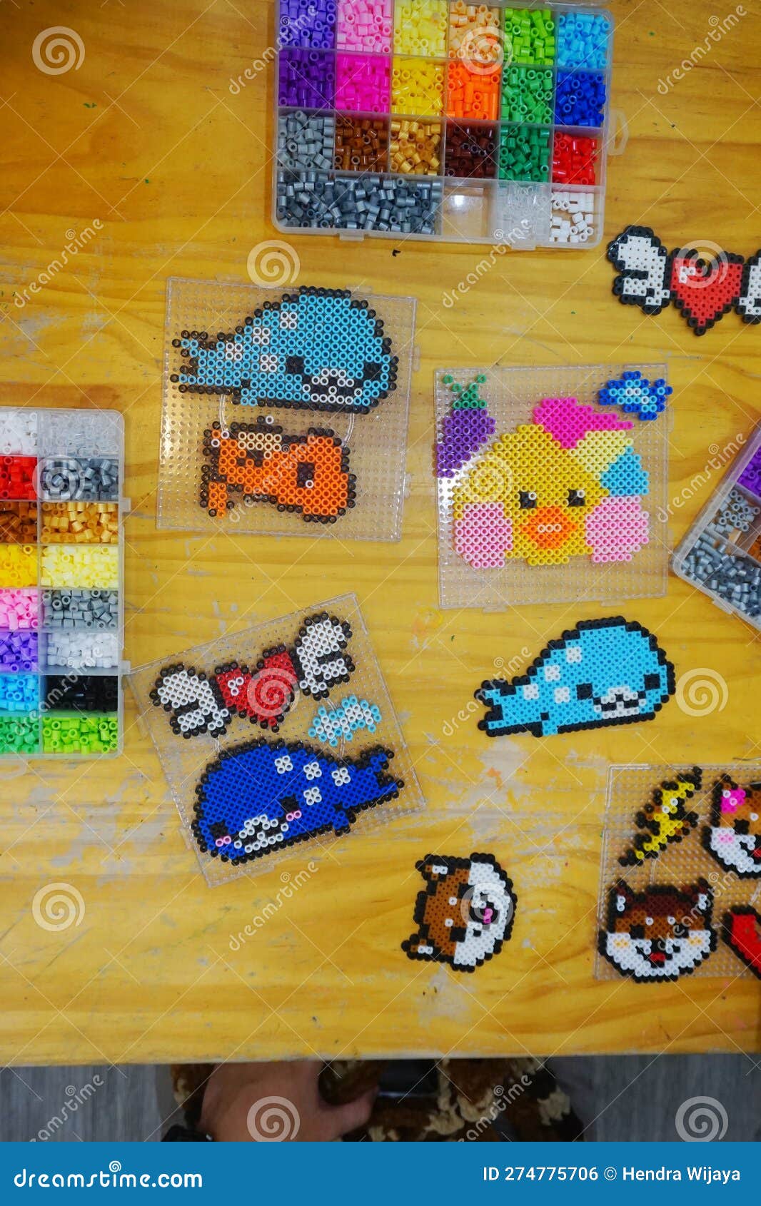 Set Of Perler Beads. Perler Pegboard, Tweezers And Many Colorful Fusible Beads. Toy That