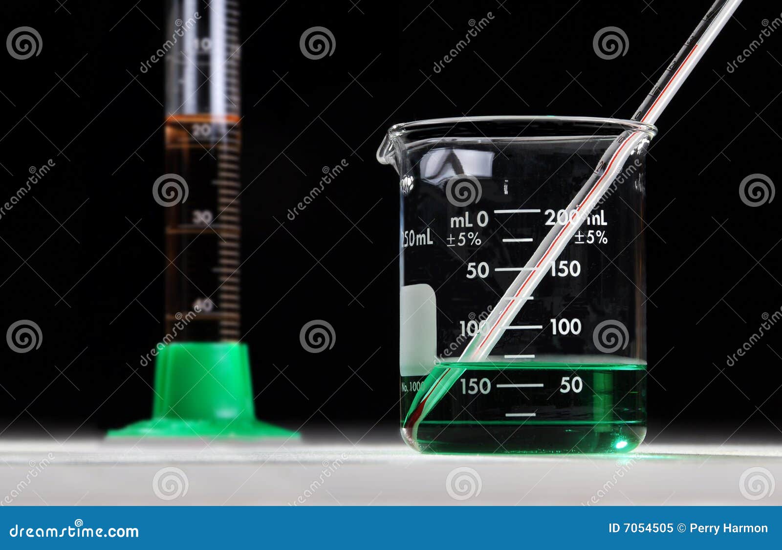 Beaker and Cylinder with Thermometer Stock Image Image of cylinder, thermometer 7054505