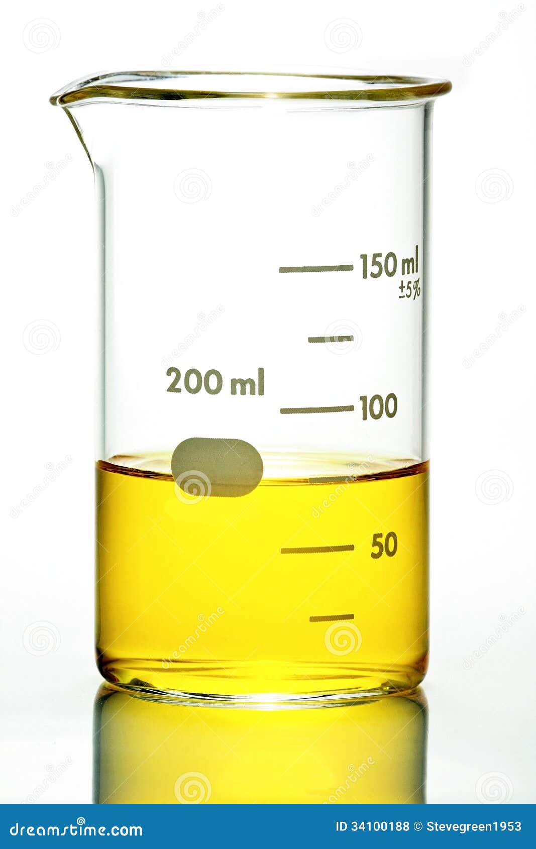 Beaker With Yellow Liquid On White Stock Photo - Image of container