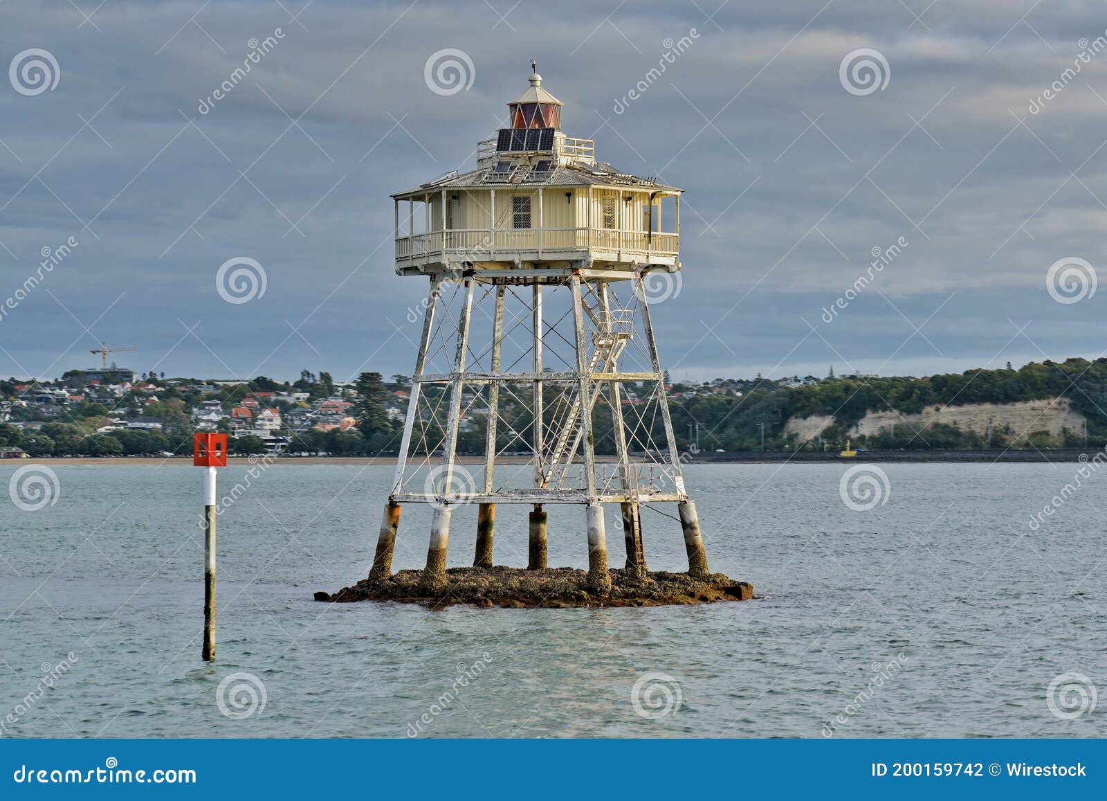 Bean Rock Lighthouse in Waitemata Harbour Stock Photo Image of beacon