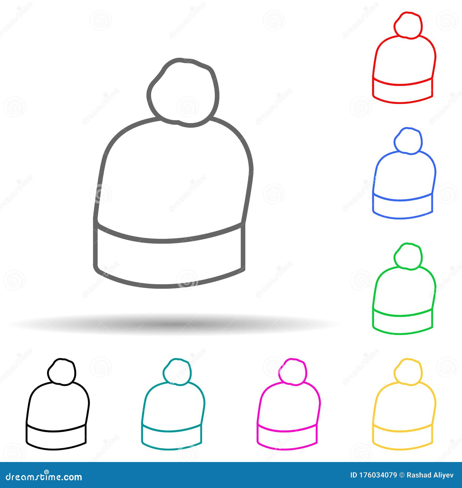 Beanie Hat Multi Color Set Icon. Simple Thin Line, Outline Vector of