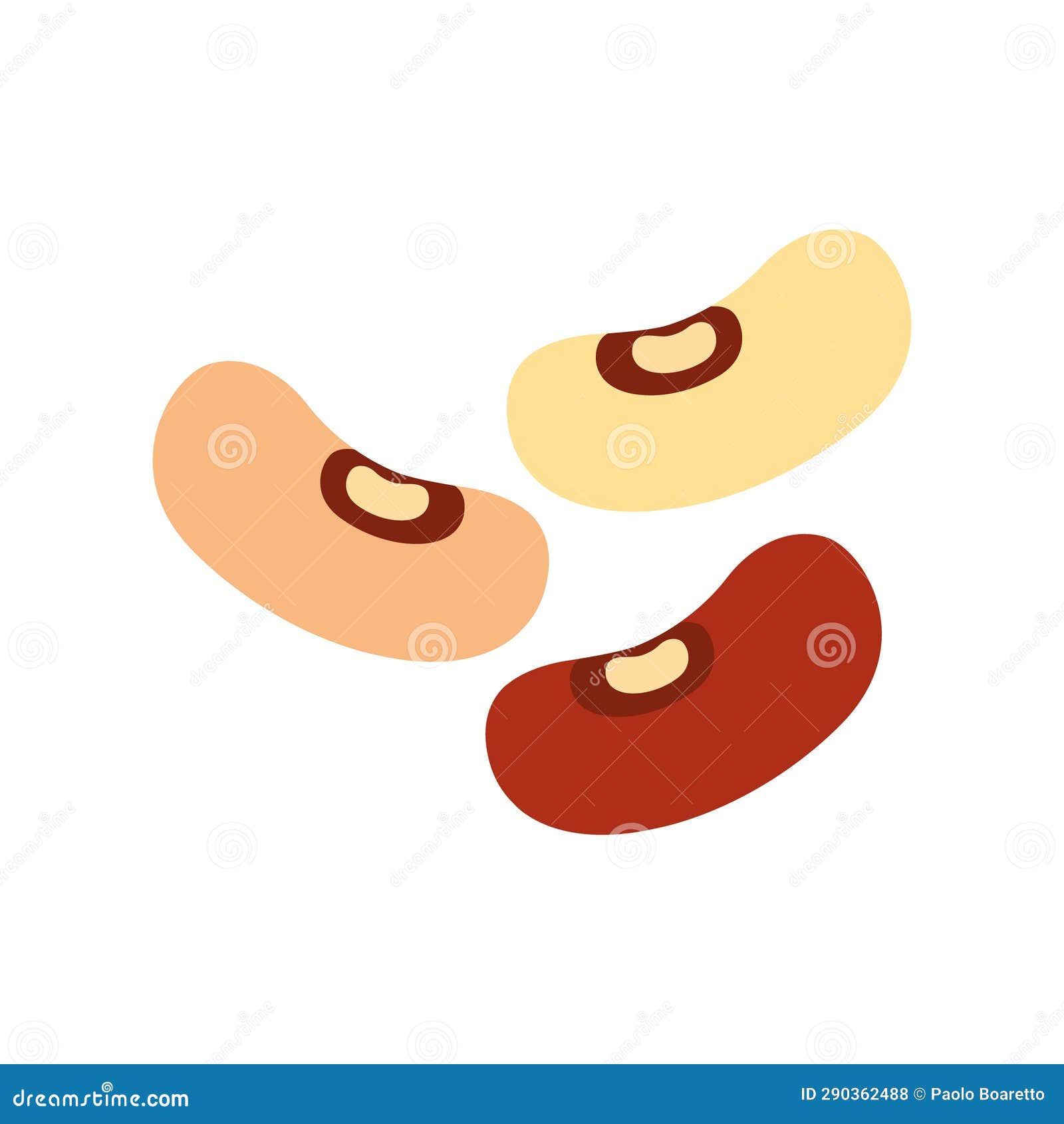 Red Beans Or Red Kidney Beans Vegetable Symbol Set Cartoon Illustration