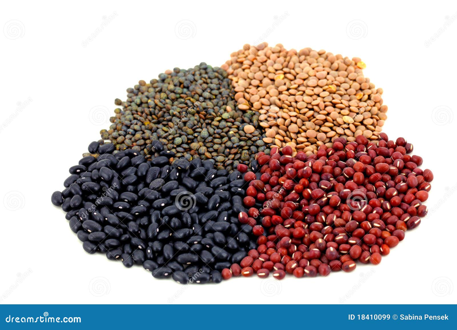 beans and lentils pulse on white