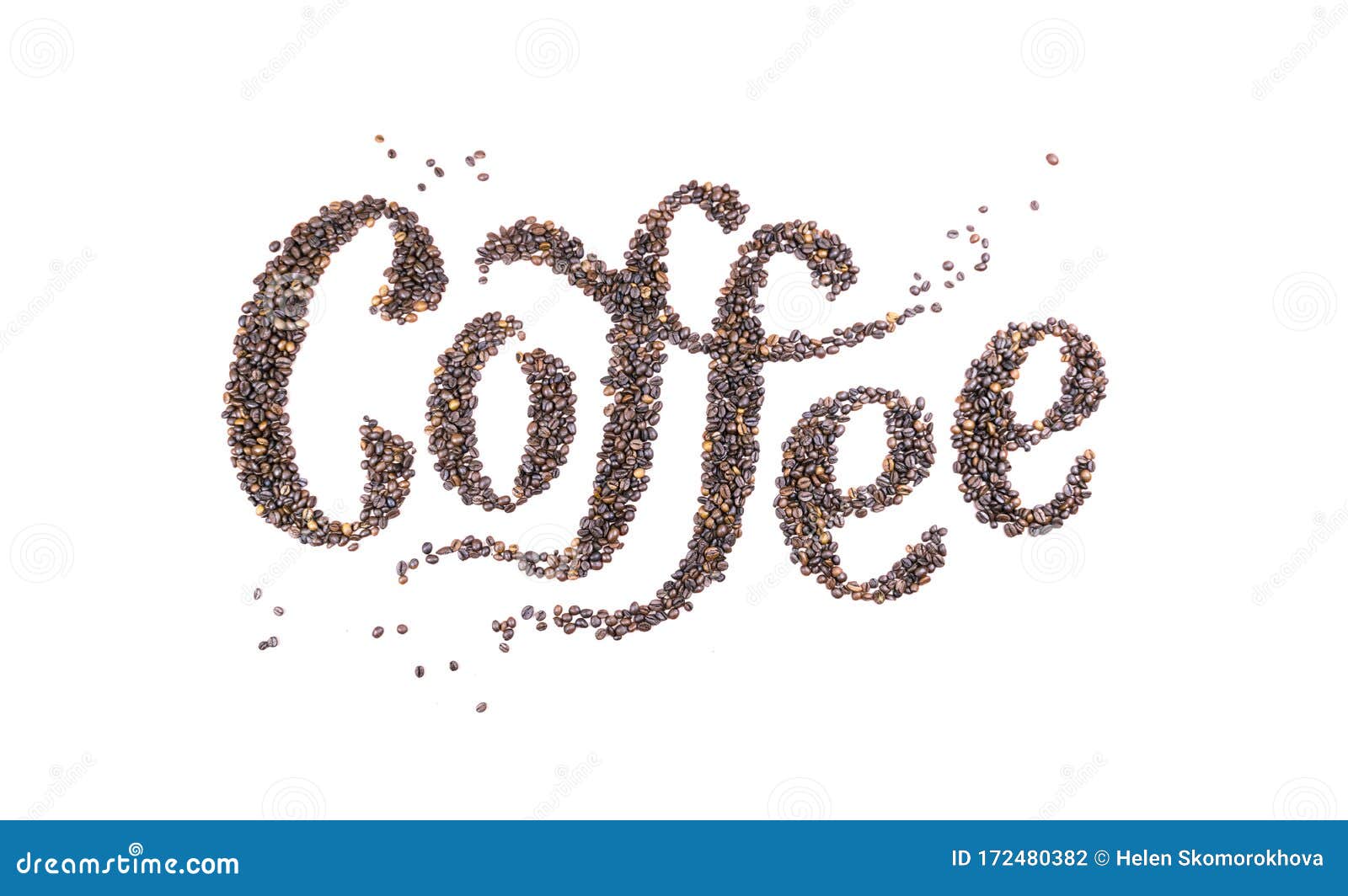 Beans Spelling the Word Coffee Break and Some Beans on the Bottom Isolated  on White Background. Stock Photo - Image of cafe, breakfast: 172480382