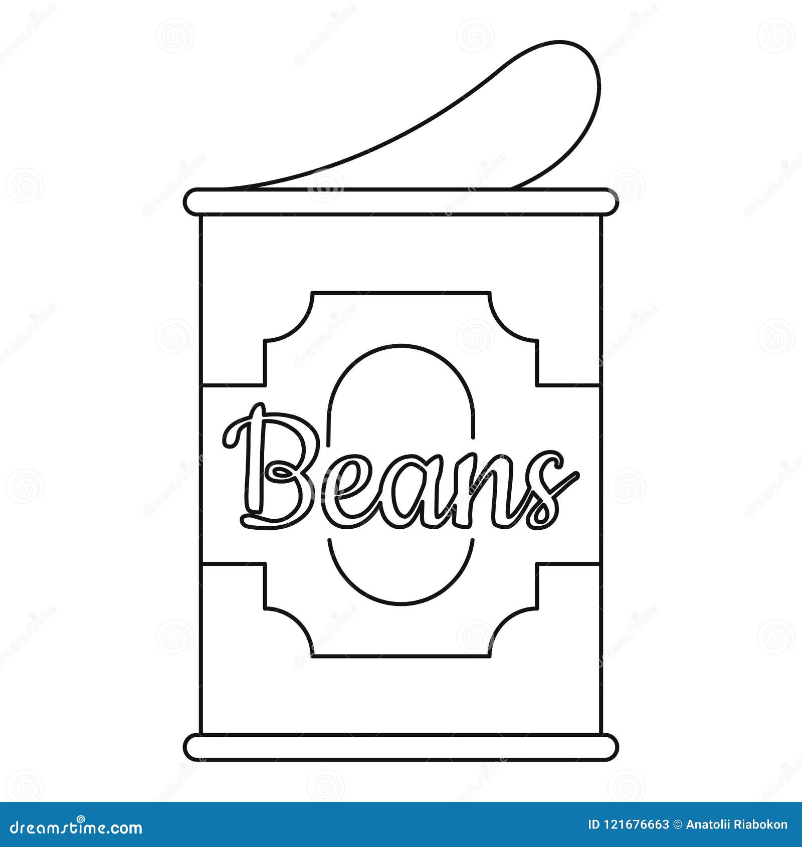 Beans Tin Can Icon, Outline Style Stock Vector Illustration of grain