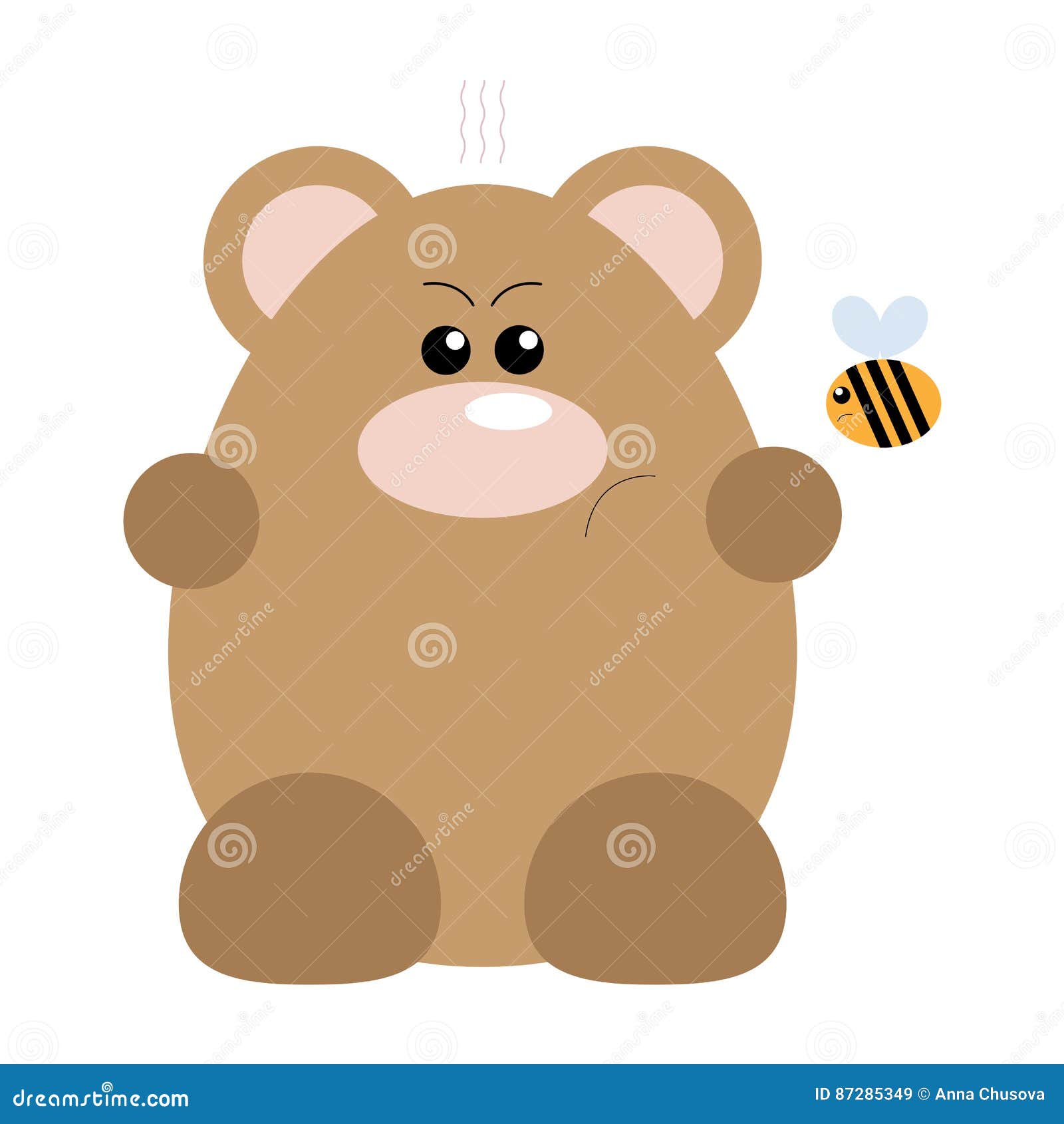 Bear and Bee Angry stock vector. Illustration of bear 87285349
