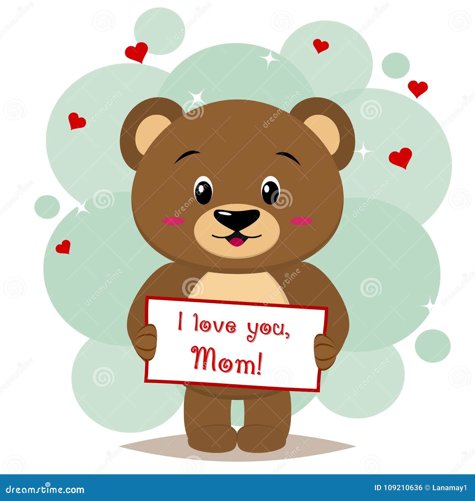 Bear Brown Holds a Tablet with the Text, I Love You, Mom, in the Style of  Cartoons. Stock Vector - Illustration of character, child: 109210636