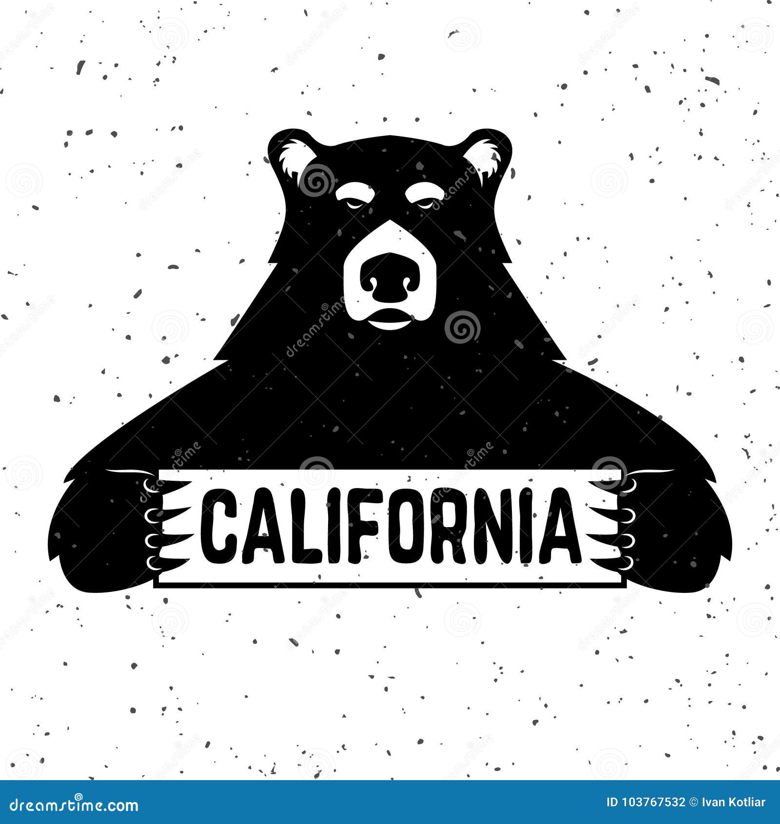Bear with California Sign. Vector Illustration Stock Vector - Illustration  of font, grizzly: 103767532, image size:1600x1690