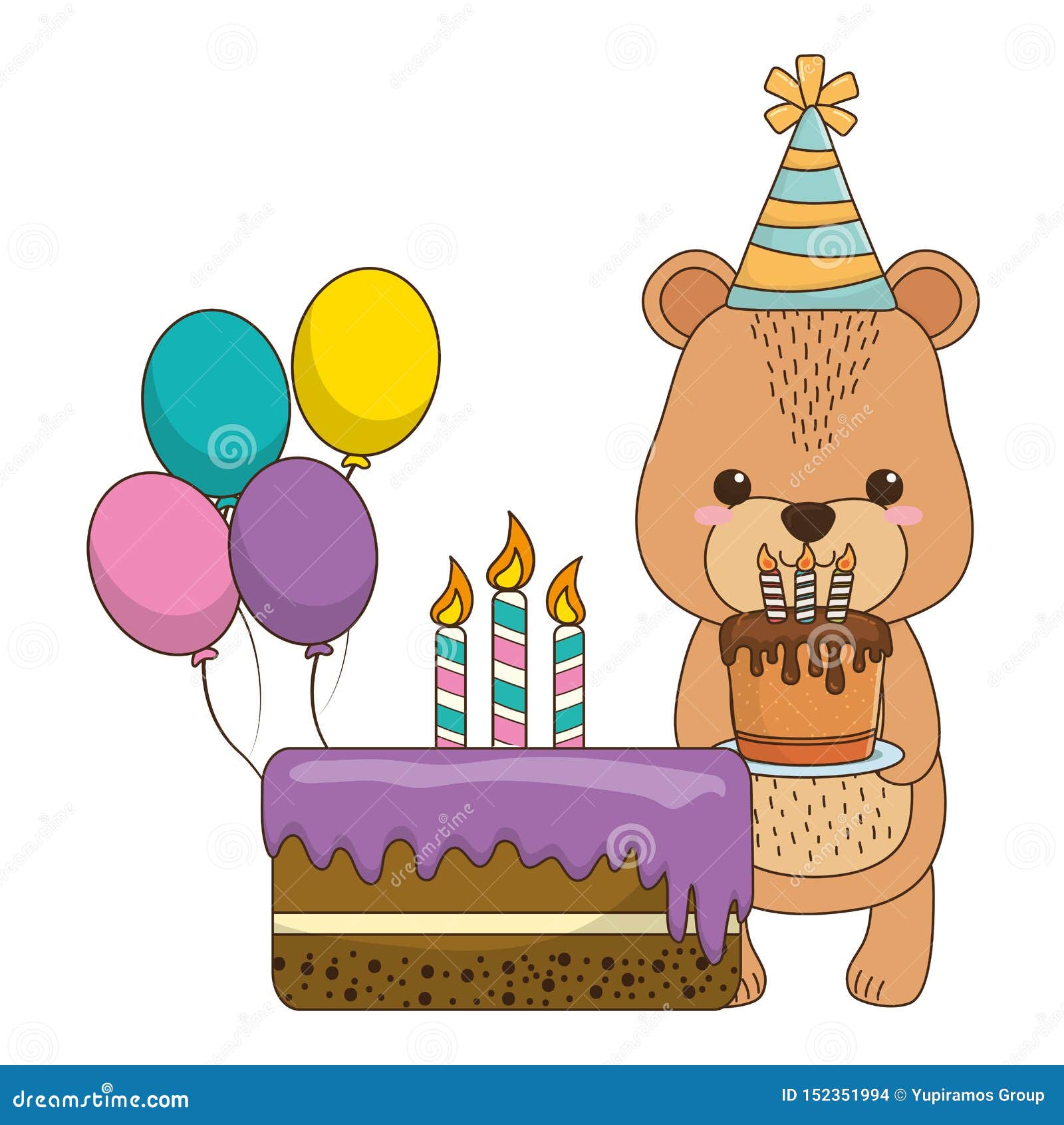 Bear Cartoon with Happy Birthday Icon Design Stock Vector - Illustration of  festive, balloons: 152351994