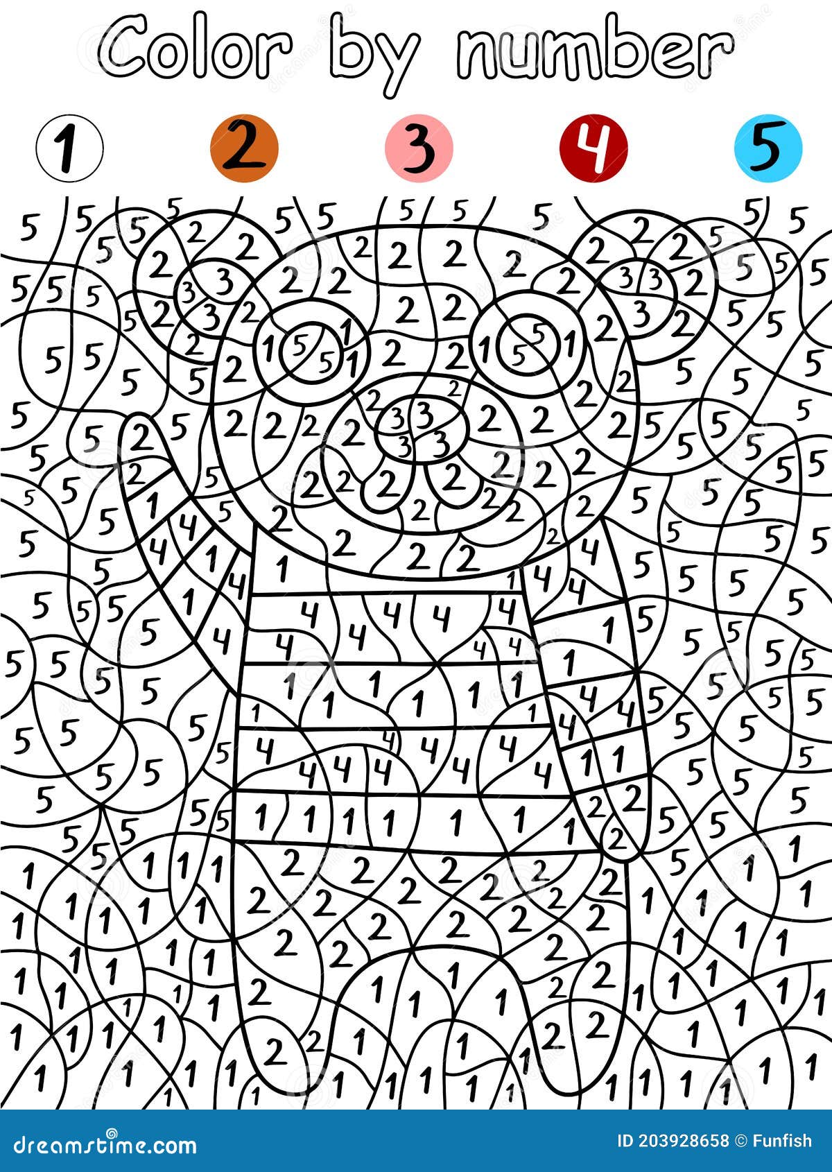 Bear Color by Number Stock矢量图插图 向量例证 插画 包括有 敌意, 培训 203928658