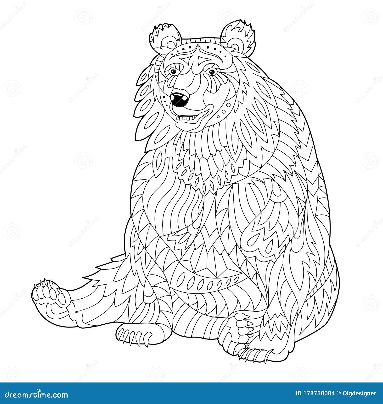 Bear Coloring Page For Adult And Children Stock Vector - Illustration