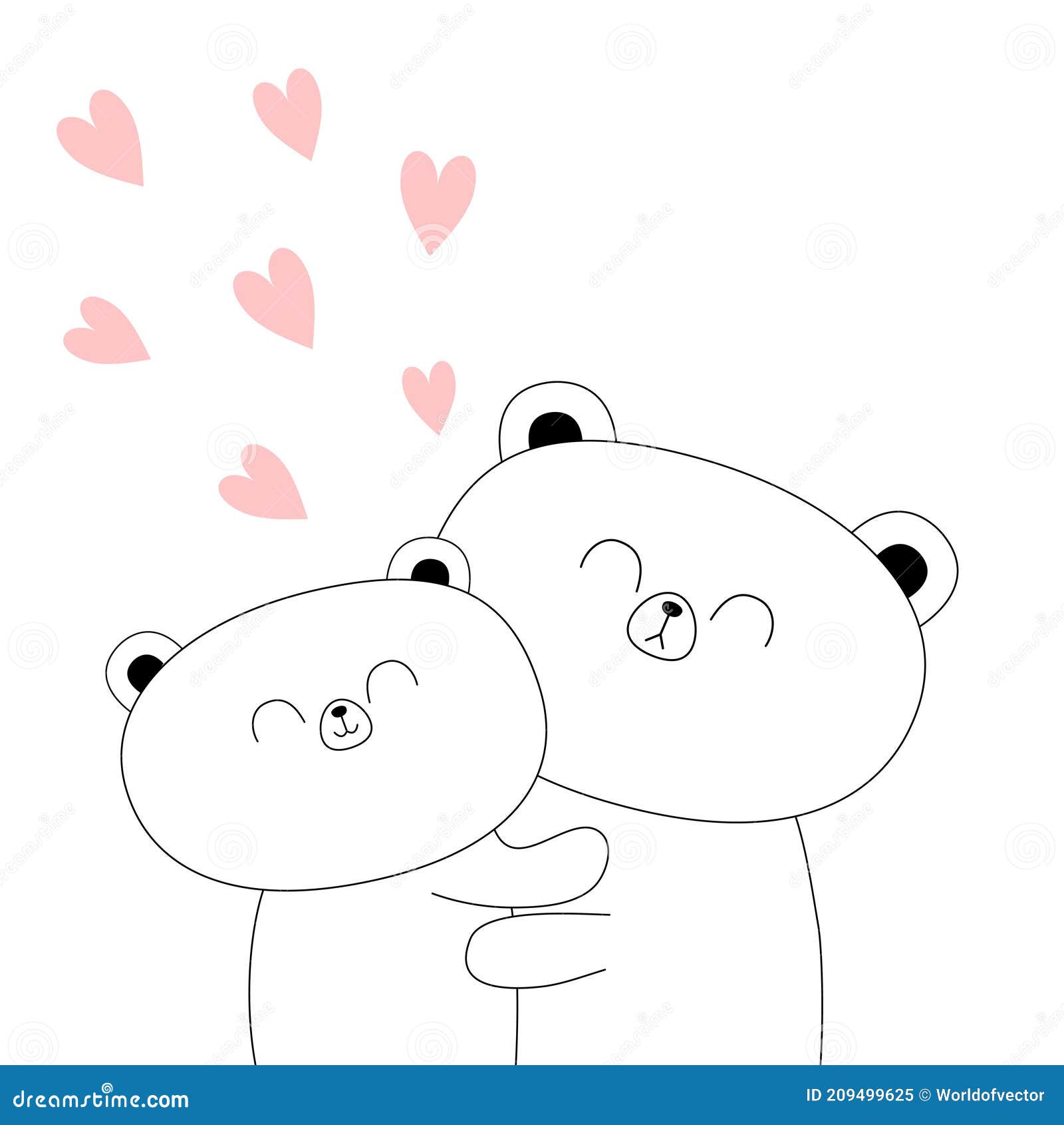 Hand-drawn Cute white Bear hug pink Heart in... - Stock Illustration  [100245159] - PIXTA
