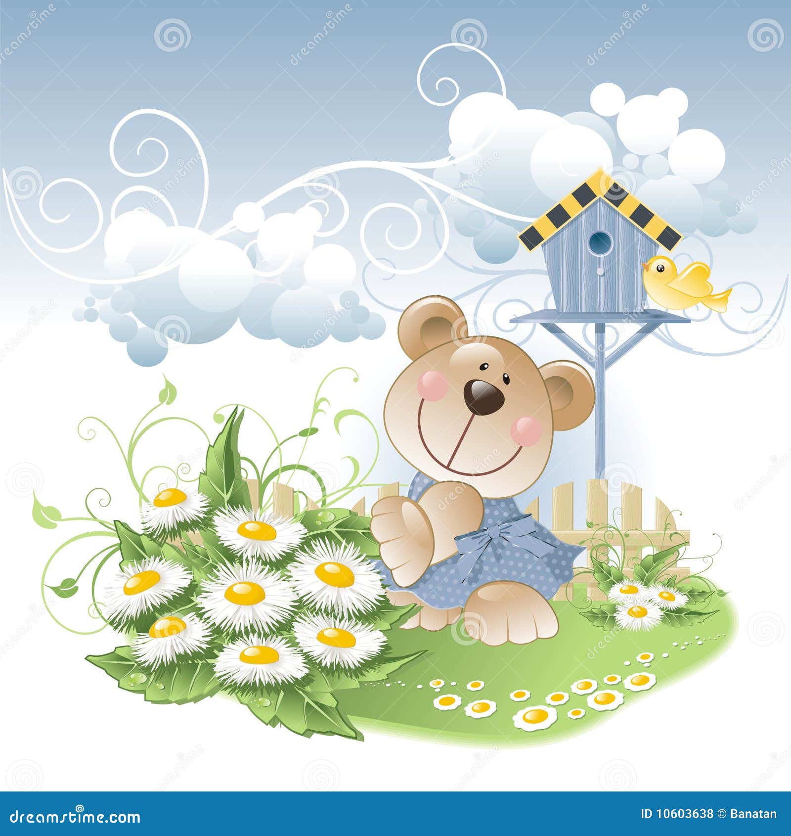 Bear and daisies stock vector. Illustration of flower 10603638