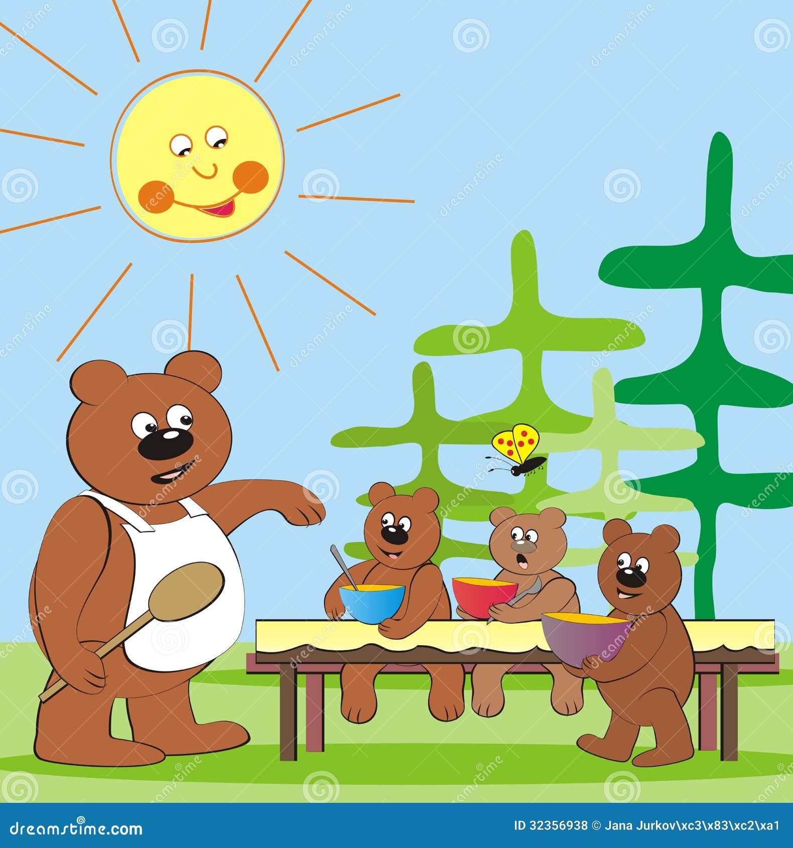 Bear family - lunch stock illustration. Illustration of comic - 32356938
