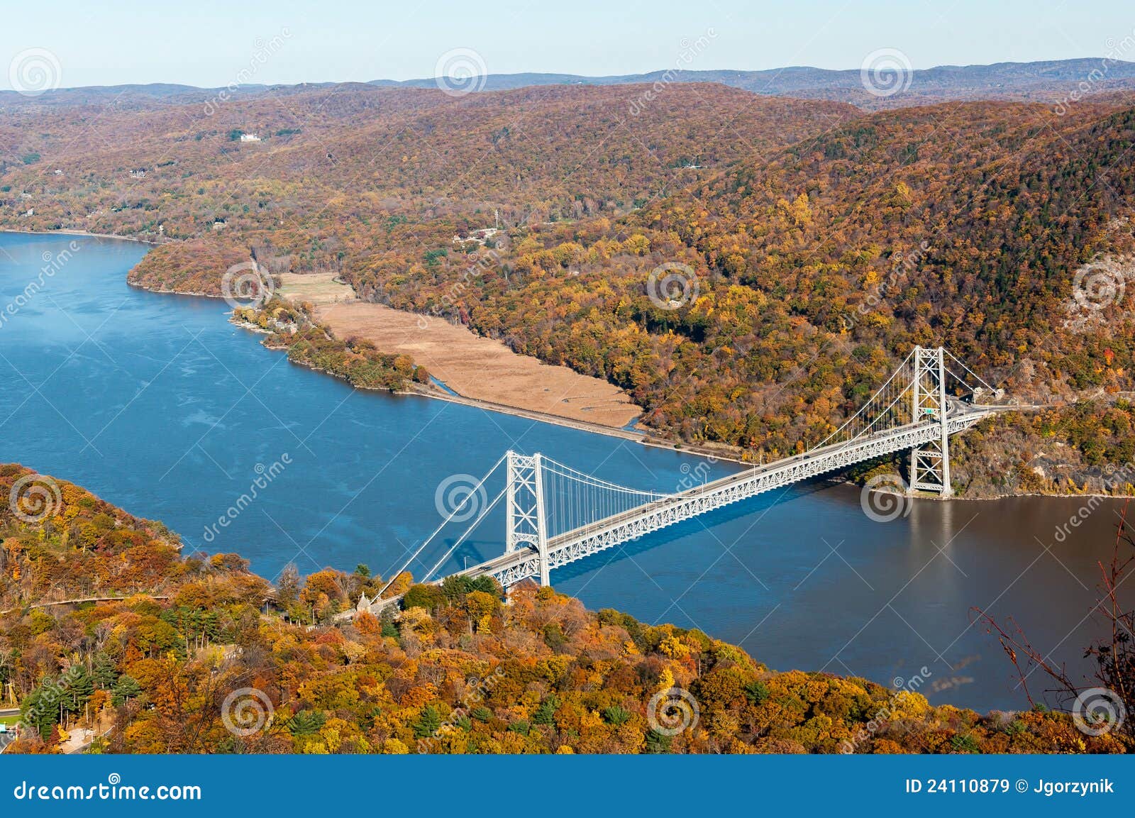 Bear Mountain Bridge Aerial Over Hudson River Stock Image Image of
