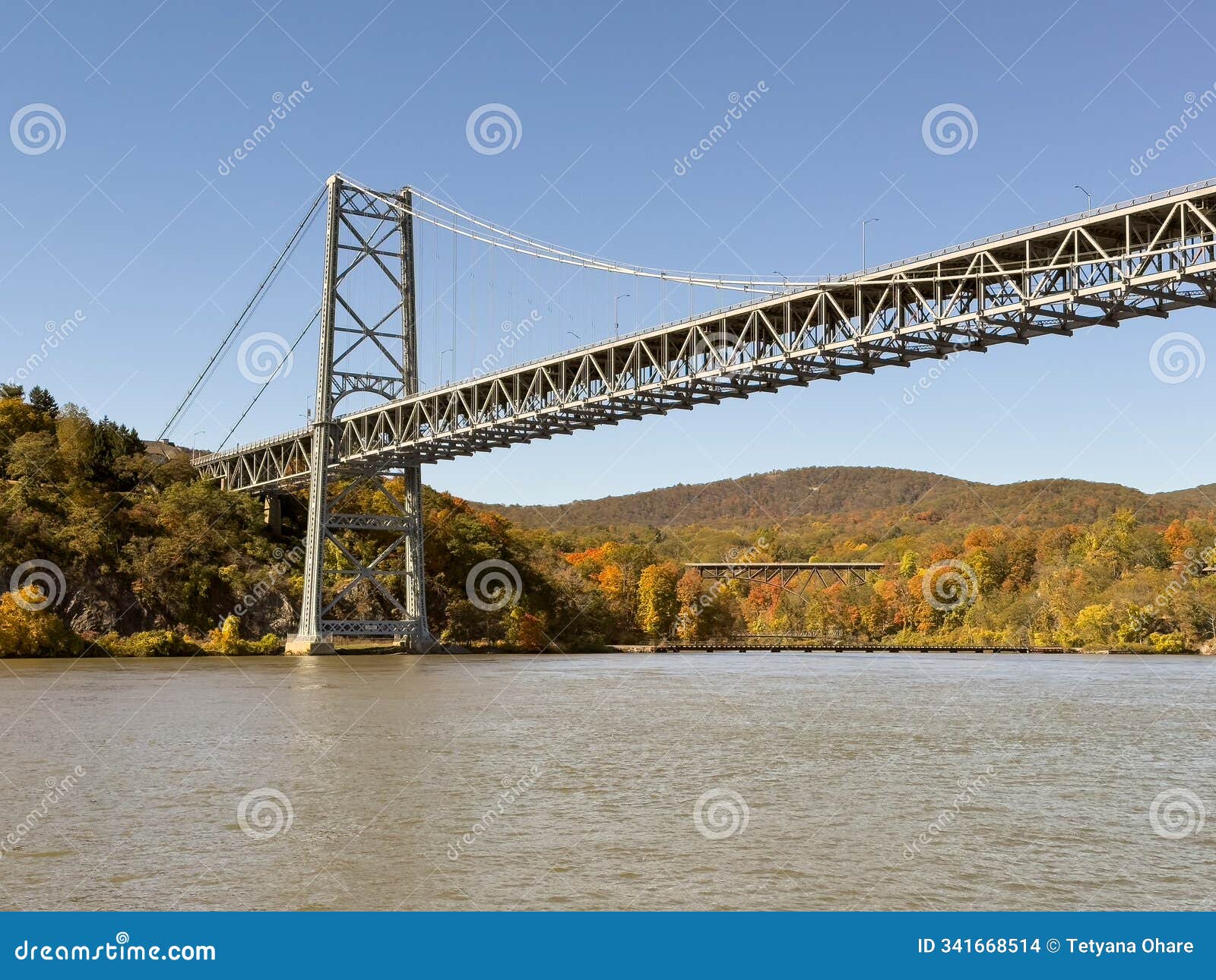 new york's bear mountain bridge in fall
