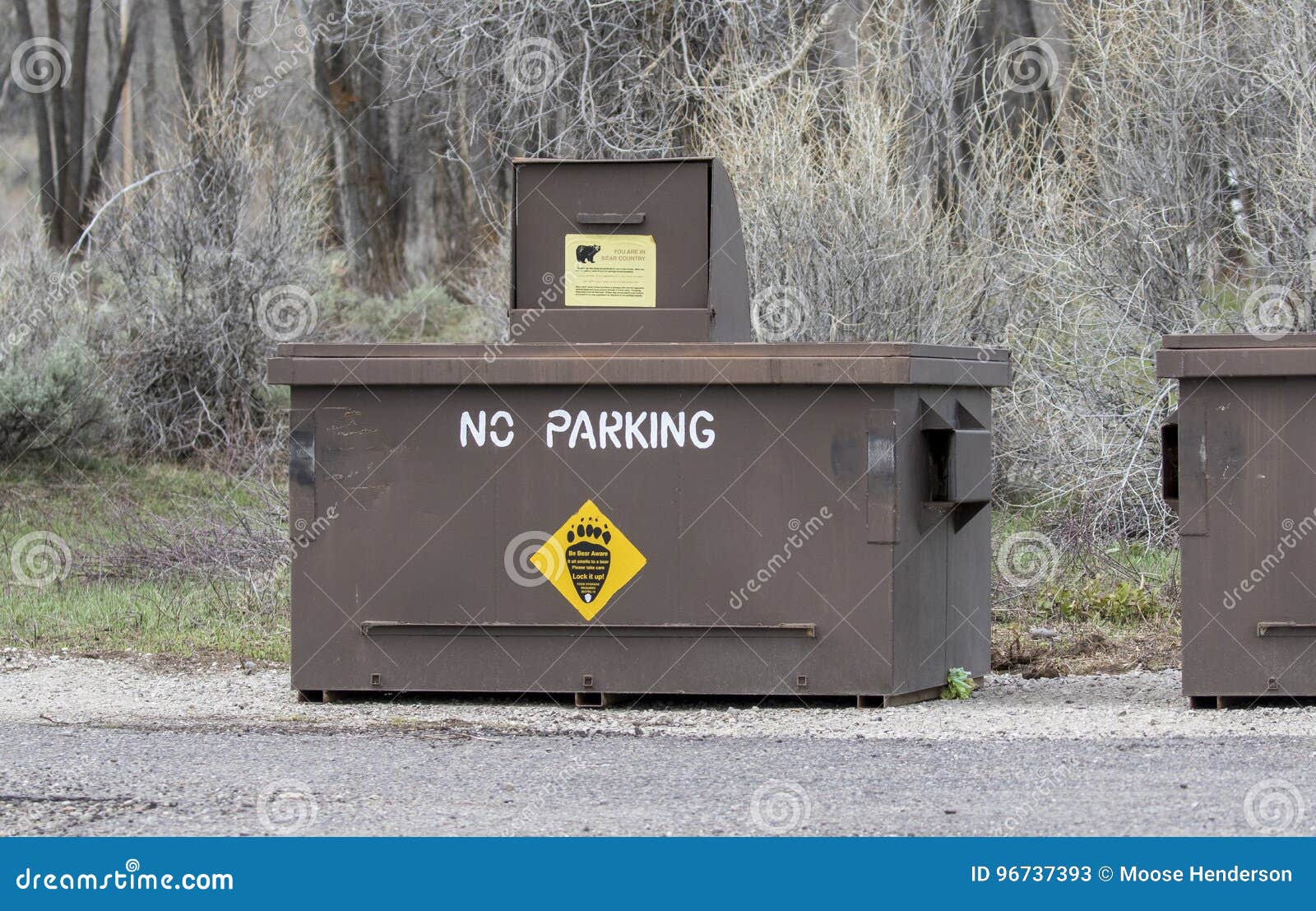 Bear Proof Trash Can on Roadside Editorial Stock Photo Image of