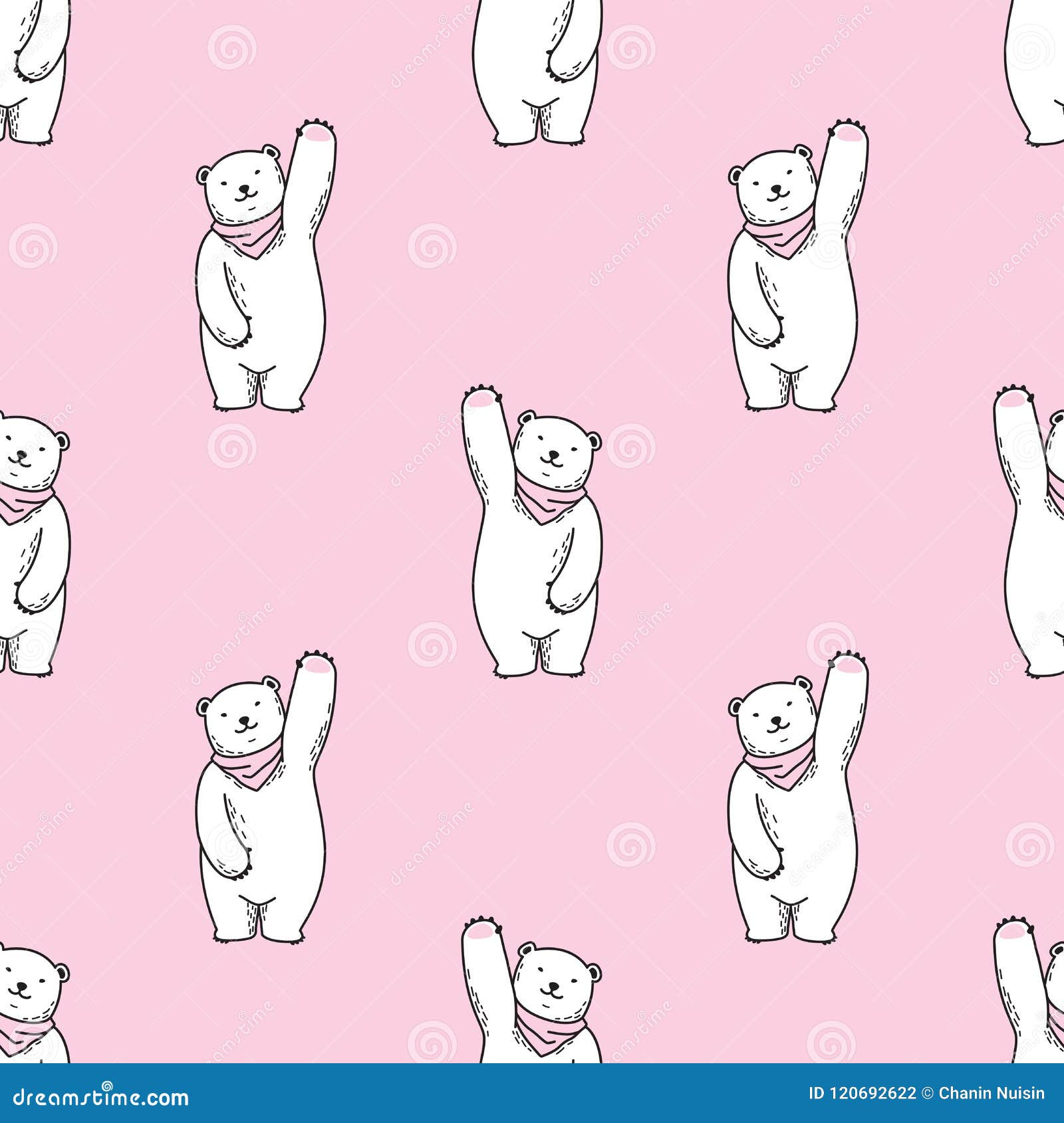 Bear Seamless Pattern Polar Bear Vector Doodle Wallpaper Isolated Tile Background Cartoon Pink Stock Illustration Illustration Of Nature Ball 120692622