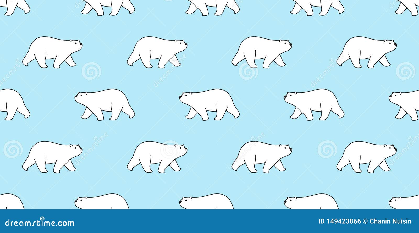 Bear Seamless Pattern Vector Polar Bear Scarf Isolated Cartoon Repeat