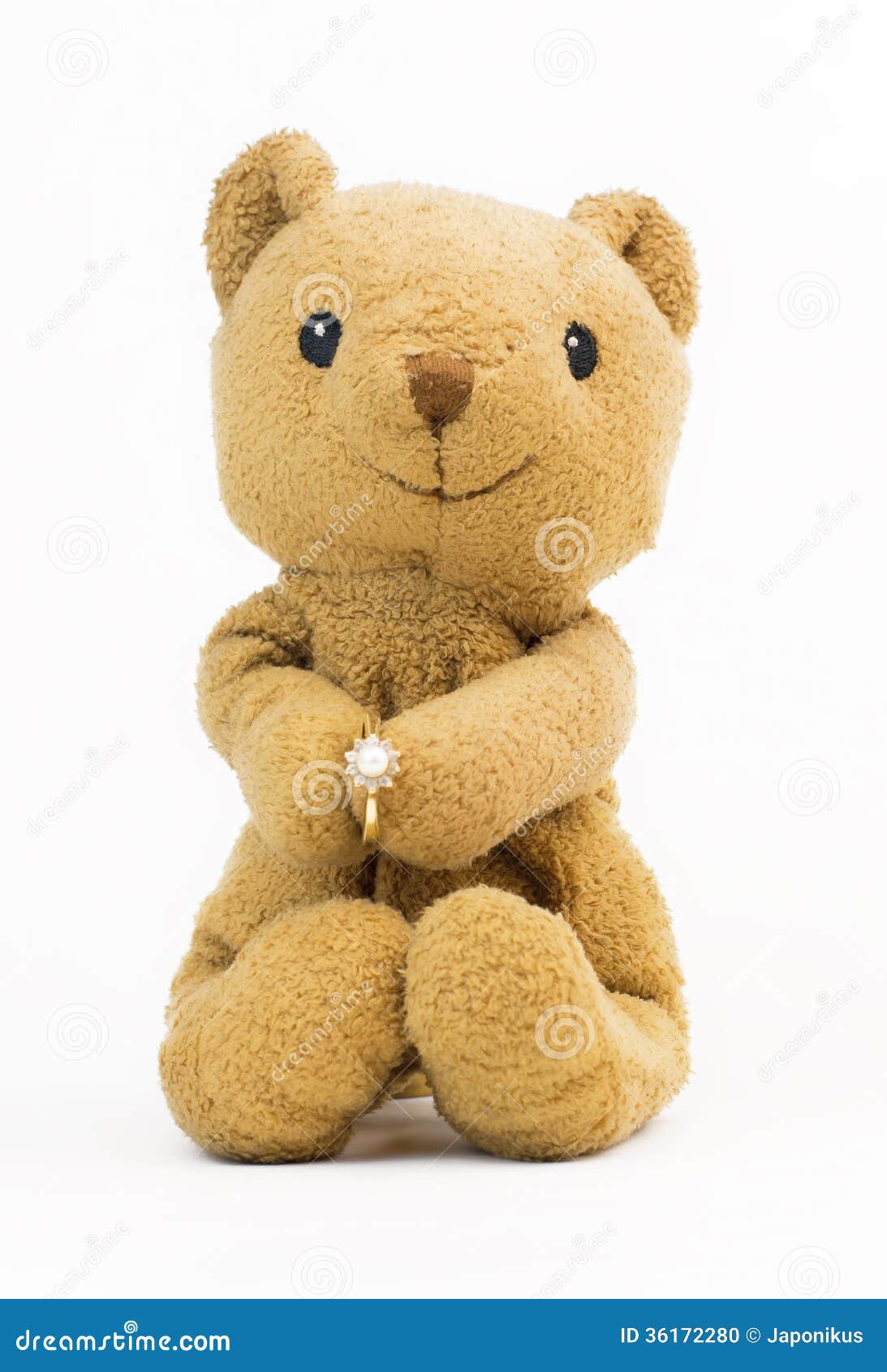 Bear Toy Holding a Wedding Ring Stock Photo - Image of creativity, cute