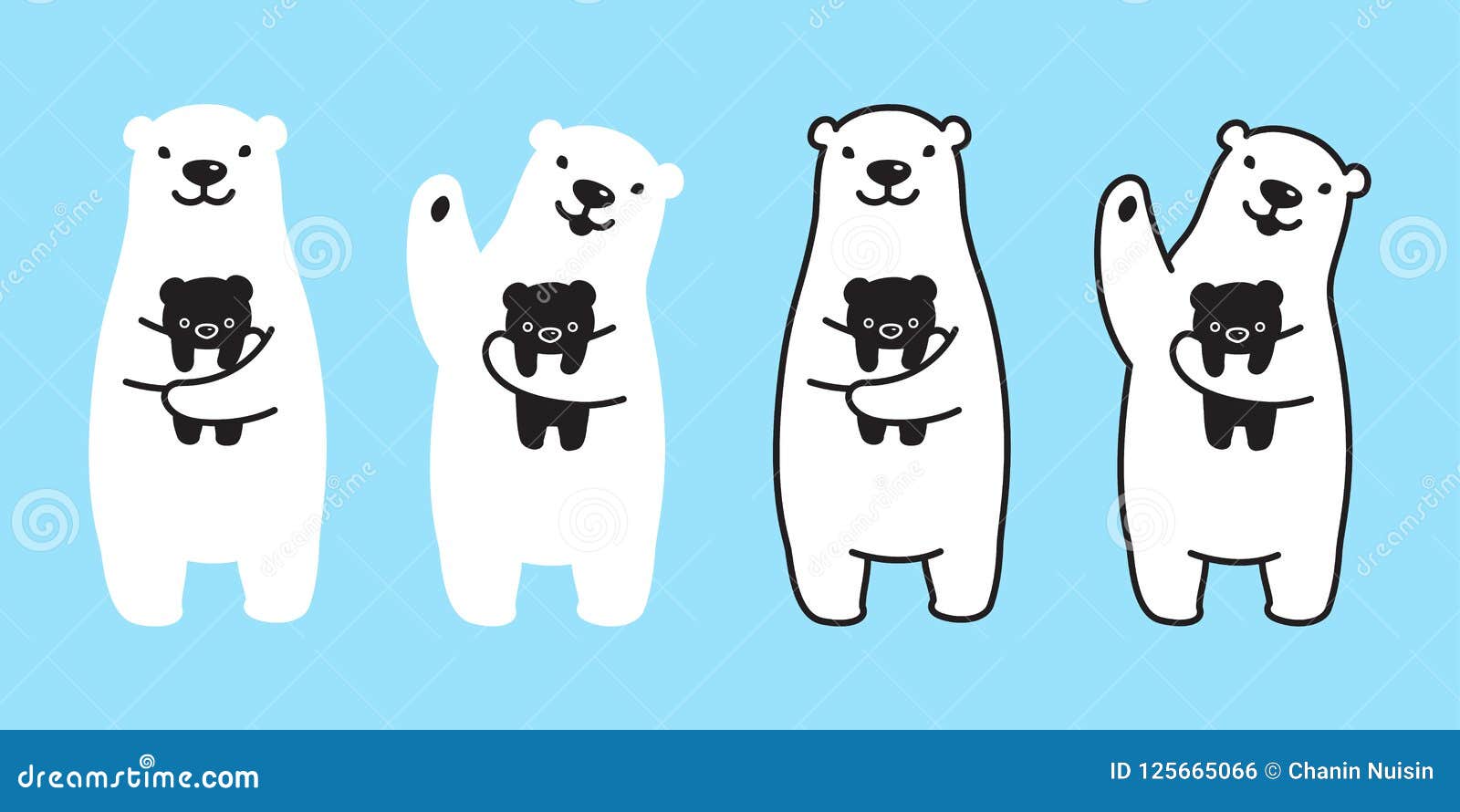 Bear Vector Polar Bear Character Cartoon Icon Panda Logo Kid Illustration  Doodle Stock Illustration - Illustration of snow, polar: 125665066