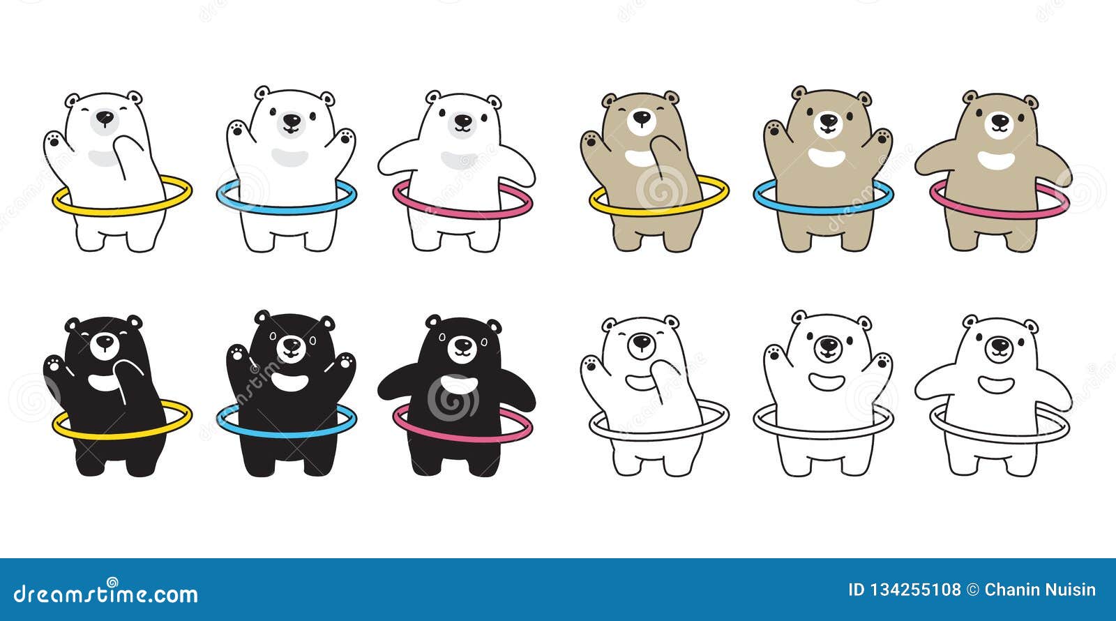 Bear Vector Polar Bear Hula Hoop Sport Fat Gym Weight Training Cartoon  Character Illustration Stock Illustration - Illustration of scarf, design:  134255108