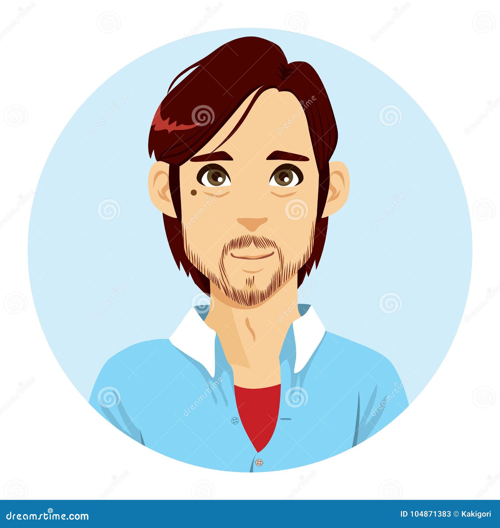 Trendy Hipster Cartoon Character with Gray and Brown Beard