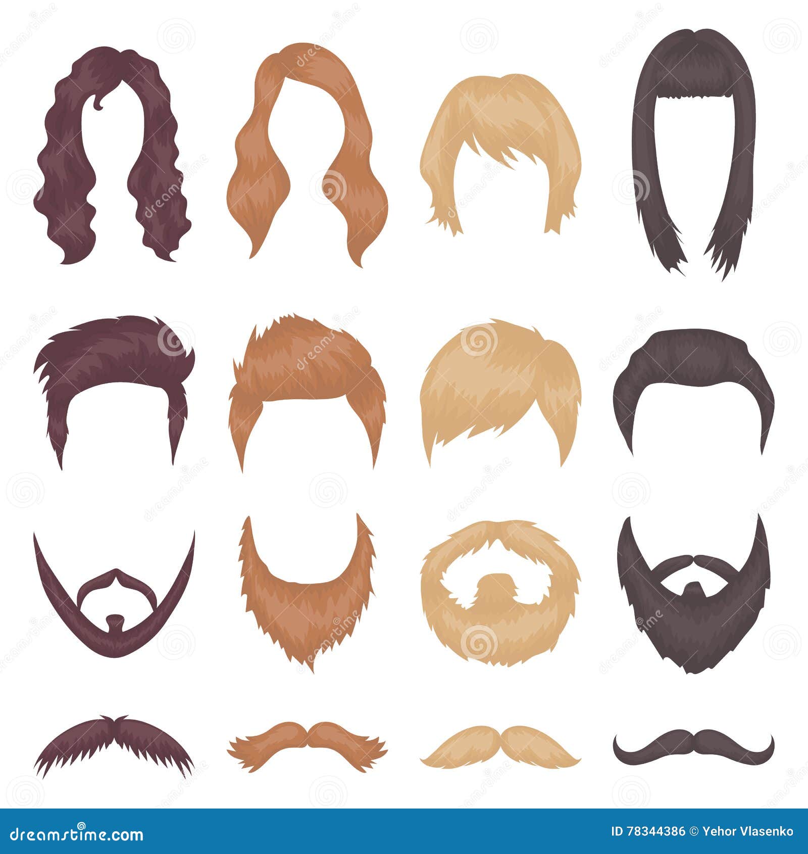 Beard Set Icons in Cartoon Style. Big Collection of Beard Vector  Illustration Symbol. Stock Vector - Illustration of blond, logo: 78344386